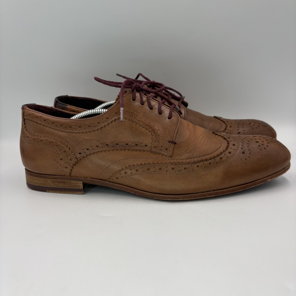 Ted Baker Shoes Mens Size 12 Brown Brogue Wingtip Leather Oxford Dress Lace Up